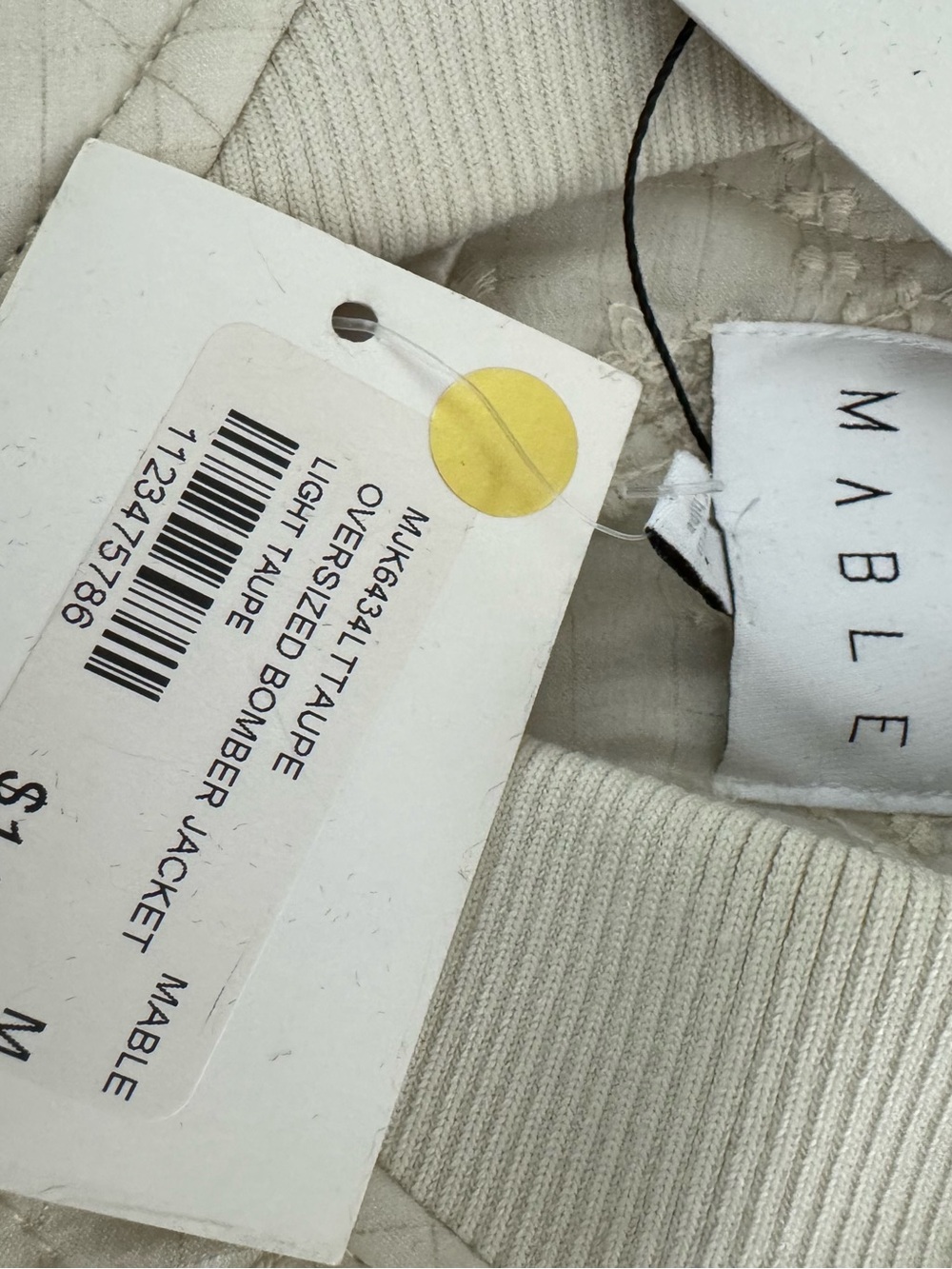 Mable Cream Quilted Bomber Jacket With Puffed Sleeves - Picture 5 of 5
